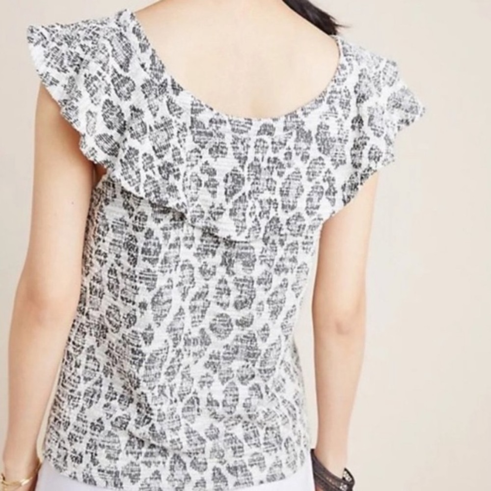 NWT Dolan Anthropologie Asymmetrical Black & White Tweed Ruffle Top-Size Medium - Picture 2 of 14